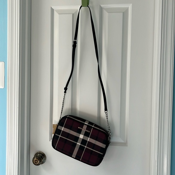 NWT Purple and Black Plaid Michael Kors Crossbody Bag - Picture 2 of 5